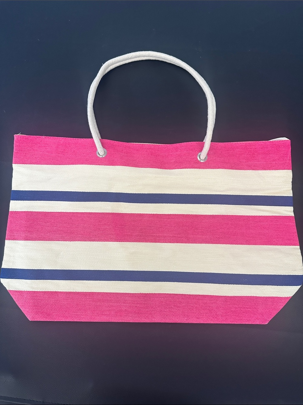 Striped Tote Bag with Rope Handles